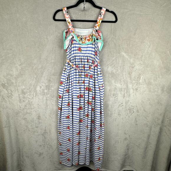 435 Matilda Jane Dress Girls 12 Blue Striped Floral Endless Summer Maxi Spring - Picture 7 of 13